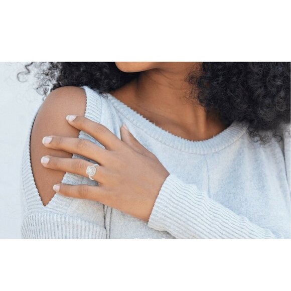 CZ Ring Rhodium Over Silver & 14K Rose Gold Silver - Bella Luce  - Size 5 - Picture 4 of 4